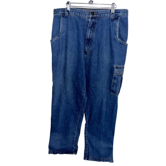 Kodiak Mens Cargo Jeans Size 40 Actual 38 Medium Wash Straight Relaxed Leg - Picture 2 of 6